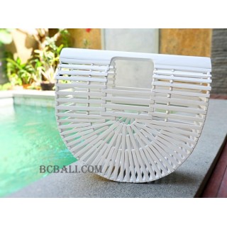 bali bamboo handbags white color handmade